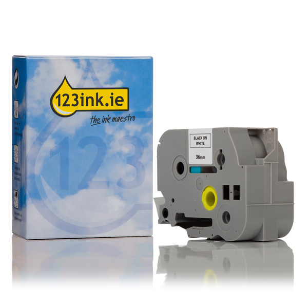 123ink version replaces Brother TZe-261 black on white tape, 36mm | 10-pack 650545 - 1