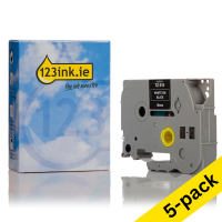 123ink version replaces Brother TZe-315 white on black tape, 6mm (5-pack)