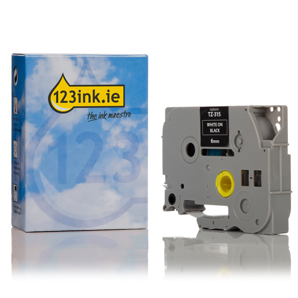 123ink version replaces Brother TZe-315 white on black tape, 6mm TZe315C 080459 - 1