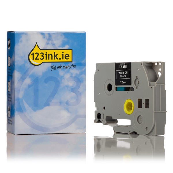 123ink version replaces Brother TZe-335 white on black tape, 12mm | 5-pack 650551 - 1