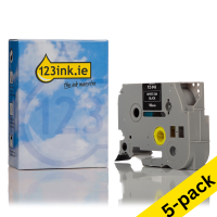 123ink version replaces Brother TZe-345 white on black tape, 18mm | 5-pack 650641