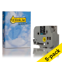 123ink version replaces Brother TZe-355 white on black tape, 24mm | 5-pack 650636