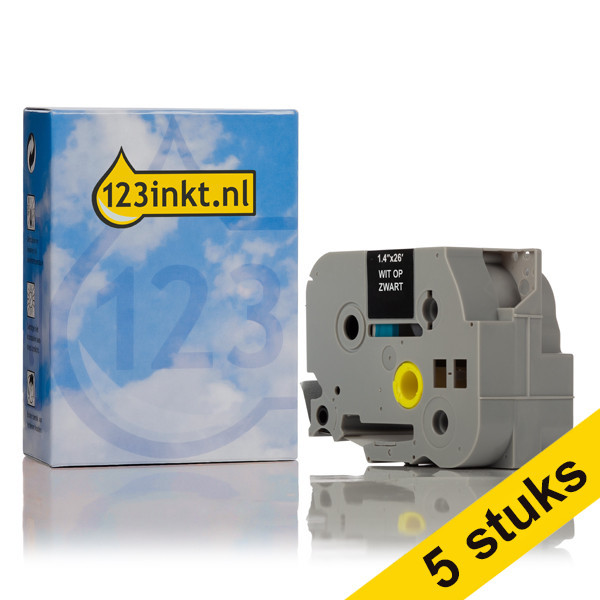 123ink version replaces Brother TZe-365 white on black tape, 36mm | 5-pack 650700 - 1