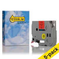 123ink version replaces Brother TZe-421 black on red tape, 9mm (5-pack)