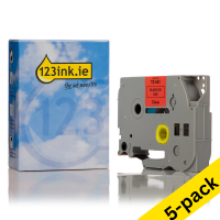 123ink version replaces Brother TZe-431 black on red tape, 12mm | 5-pack 650653