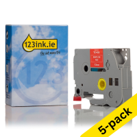 123ink version replaces Brother TZe-435 white on red tape, 12mm (5-pack)