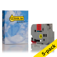123ink version replaces Brother TZe-451 black on red tape, 24mm | 5-pack 650681