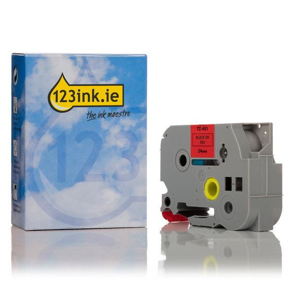 123ink version replaces Brother TZe-451 black on red tape, 24mm TZe451C 080475 - 1