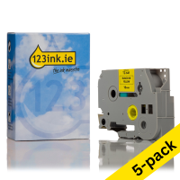 123ink version replaces Brother TZe-641 black on yellow tape, 18mm | 5-pack 650626