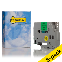123ink version replaces Brother TZe-731 black on green tape, 12mm | 5-pack 650664