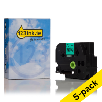 123ink version replaces Brother TZe-751 black on green tape, 24mm (5-pack)