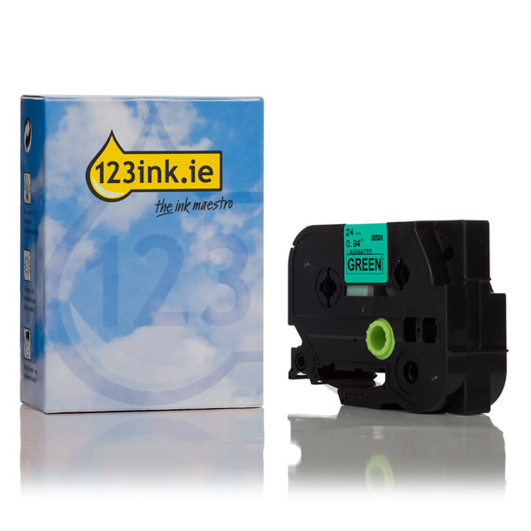 123ink version replaces Brother TZe-751 black on green tape, 24mm TZe751C 080551 - 1