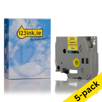 123ink version replaces Brother TZe-C31 black on fluorescent yellow tape, 12mm | 5-pack 650677