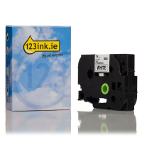 123ink version replaces Brother TZe-FA4 blue on white Iron-On fabric tape, 18mm 080911