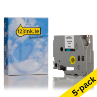 123ink version replaces Brother TZe-FX221 Flexi ID black on white tape, 9mm (5-pack)