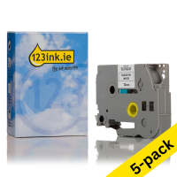 123ink version replaces Brother TZe-FX231 Flexi ID black on white tape, 12mm | 5-pack 650629