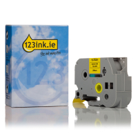 123ink version replaces Brother TZe-FX651 Flexi ID black on yellow tape, 24mm