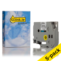 123ink version replaces Brother TZe-M931 black on matte silver tape, 12mm | 5-pack 650666