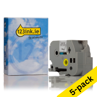 123ink version replaces Brother TZe-M961 black on matte silver tape, 36mm | 5-pack 650689