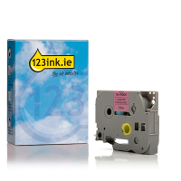 123ink version replaces Brother TZe-MQE31 black on pastel pink tape, 12mm TZEMQE31C 080873