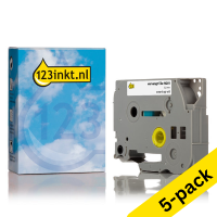 123ink version replaces Brother TZe-N201 black on white non-laminated tape, 3.5mm | 5-pack
