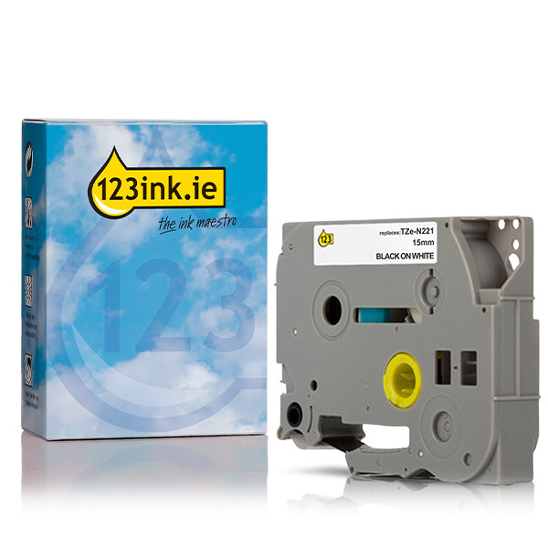 123ink version replaces Brother TZe-N201 black on white non-laminated tape, 3.5mm 080609 - 1