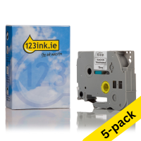 123ink version replaces Brother TZe-S131 extra adhesive black on transparent tape, 12mm | 5-pack 650687