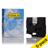 123ink version replaces Brother TZe-S211 extra adhesive black on white tape, 6mm (5-pack)  650643