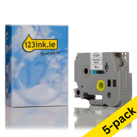123ink version replaces Brother TZe-S241 extra adhesive black on white tape, 18mm | 5-pack