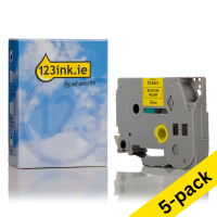 123ink version replaces Brother TZe-S631 extra adhesive black on yellow tape, 12mm | 5-pack 650658