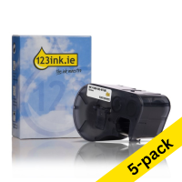 123ink version replaces Brady MC1-1000-595-WT-BK black on white vinyl tape, 25.4mm x 7.62m (5-pack) 650832