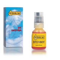 123ink version replaces Brother BTD180Y yellow ink bottle
