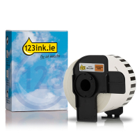 123ink version replaces Brother DK-22205 continuous black on orange paper tape 080806