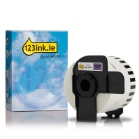 123ink version replaces Brother DK-22205 continuous black on purple paper tape 080807