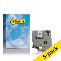 123ink version replaces Brother HSe-221E black on white heat shrink tape, 9mm | 5-pack