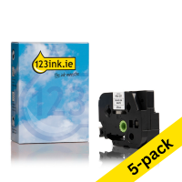 123ink version replaces Brother HSe-251 black on white heat shrink tape, 21mm | 5-pack