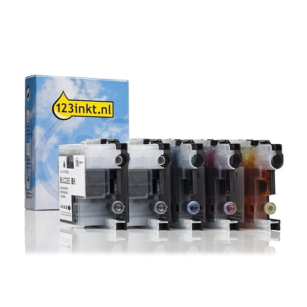 123ink version replaces Brother LC-22E BK/BK/C/M/Y ink cartridge 5-pack 160769 - 1