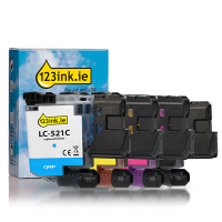 123ink version replaces Brother LC-521VAL BK/C/M/Y ink cartridge 4-pack