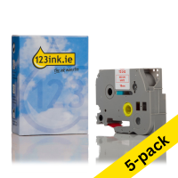 123ink version replaces Brother TZe-242 red on white tape, 18mm | 5-pack