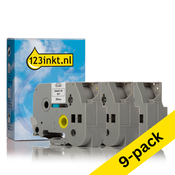 123ink version replaces Brother TZe-251+TZe-651+TZe-355, 24mm | 9-pack 089295 - 1