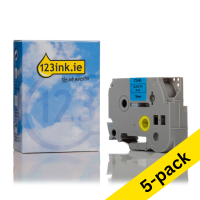 123ink version replaces Brother TZe-541 black on blue tape, 18mm (5-pack)