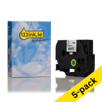 123ink version replaces Brother TZe-FA4 blue on white 18 mm iron-on fabric tape, 18mm | 5-pack