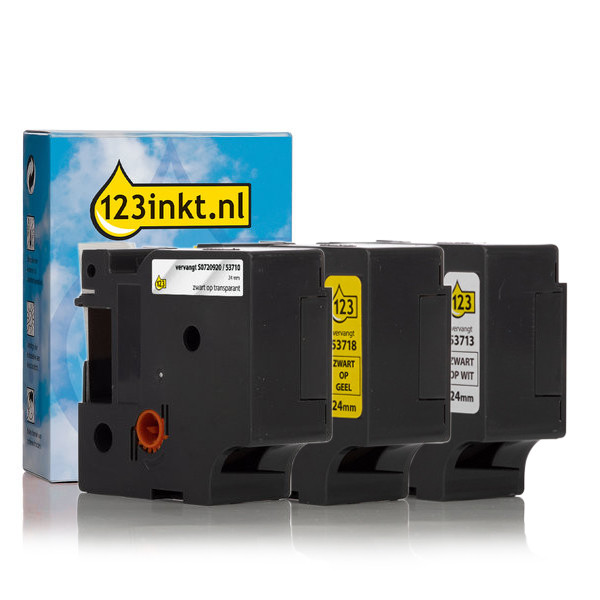 123ink version replaces Dymo D1 self-adhesive polyester tape multipack, 24mm S0720920C S0720930C S0720980C 089227 - 1