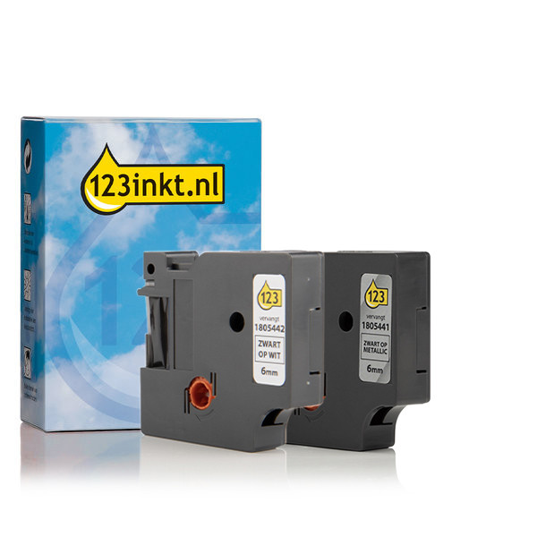 123ink version replaces Dymo IND Rhino permanent polyester tape multipack, 6mm 1805441C 1805442C 089242 - 1