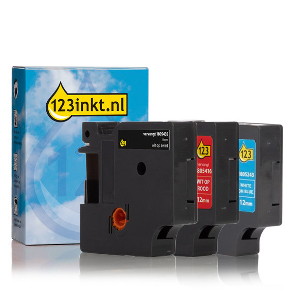 123ink version replaces Dymo IND Rhino vinyl tape multipack, 12mm 1805243C 1805416C 1805435C 089233 - 1