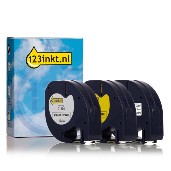 123ink version replaces Dymo Letratag tape multipack, 12mm S0721530C S0721610C S0721620C 089245 - 1
