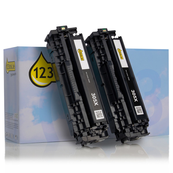 123ink version replaces HP 305X (CE410XD) high capacity black toner 2-pack CE410XDC 054769 - 1