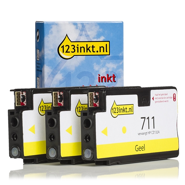 123ink version replaces HP 711 (CZ136A) yellow ink cartridge 3-pack 044209 - 1