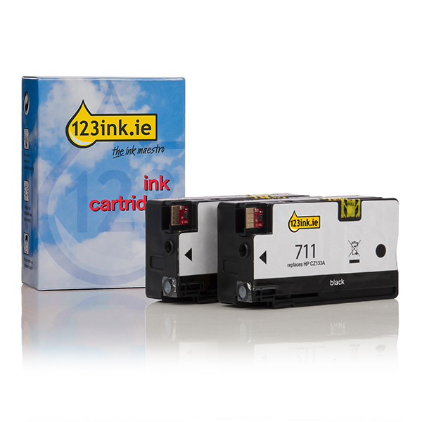 123ink version replaces HP 711 (P2V31A) high capacity black ink cartridge 2-pack P2V31AC 132148 - 1
