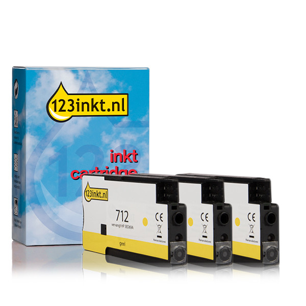 123ink version replaces HP 712 (3ED79A) yellow ink cartridge 3-pack 3ED79A 010089 - 1